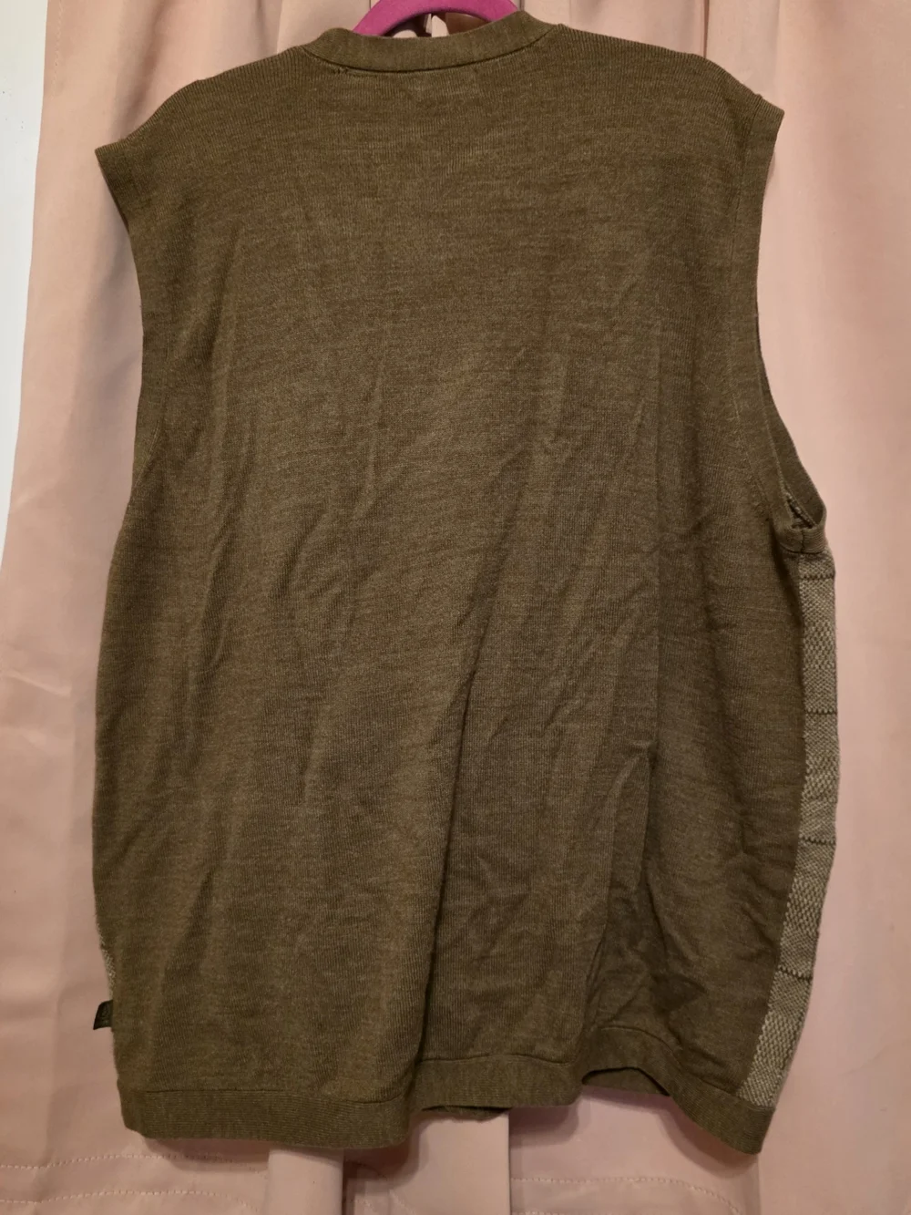 Vintage Izod Button-Up Knit Vest in Olive Plaid - Picture 2 of 4